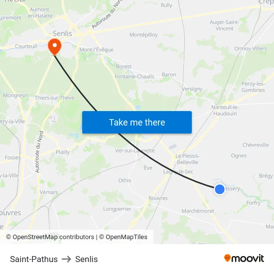 Saint-Pathus to Senlis map