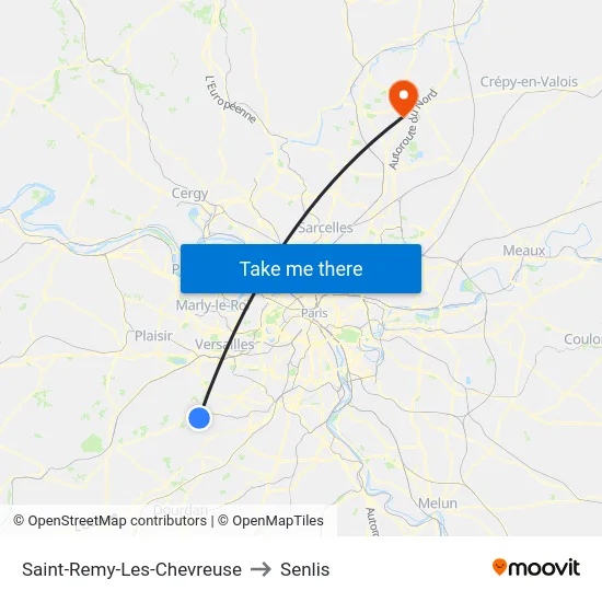Saint-Remy-Les-Chevreuse to Senlis map