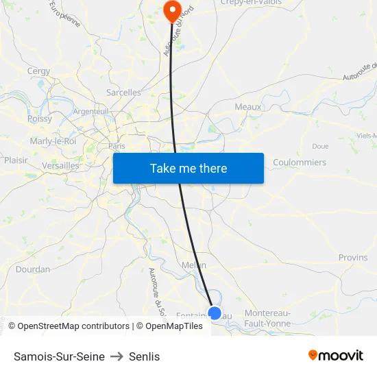 Samois-Sur-Seine to Senlis map