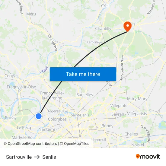 Sartrouville to Senlis map
