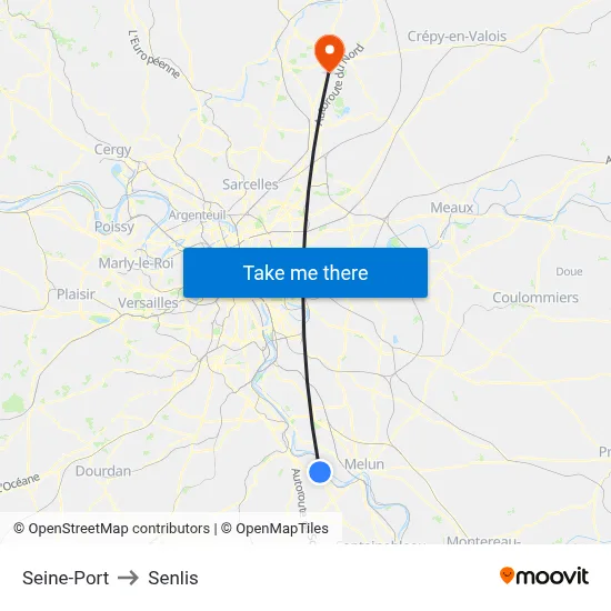 Seine-Port to Senlis map