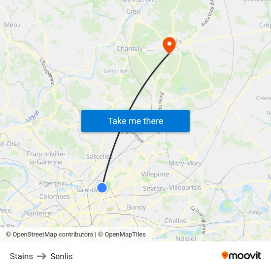 Stains to Senlis map