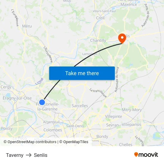 Taverny to Senlis map