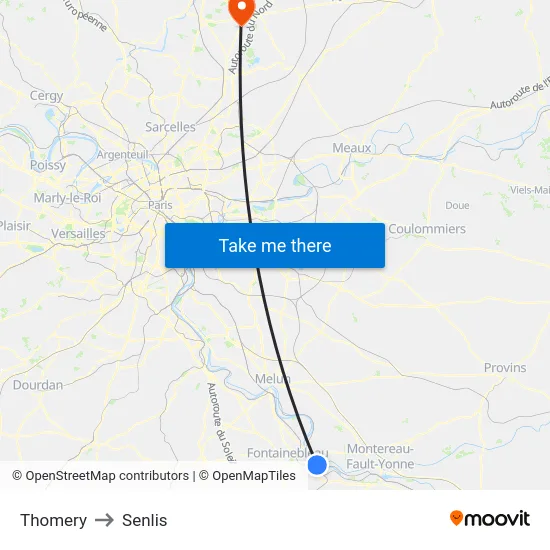 Thomery to Senlis map