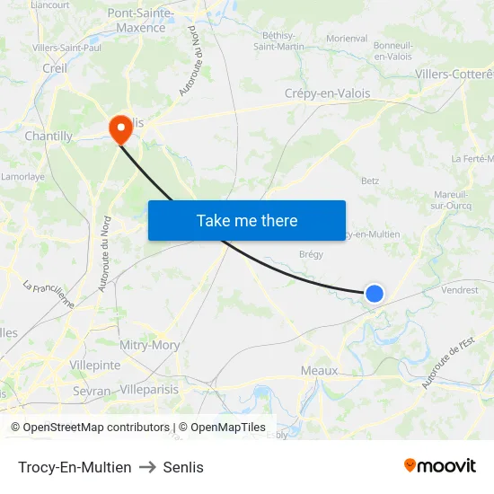 Trocy-En-Multien to Senlis map