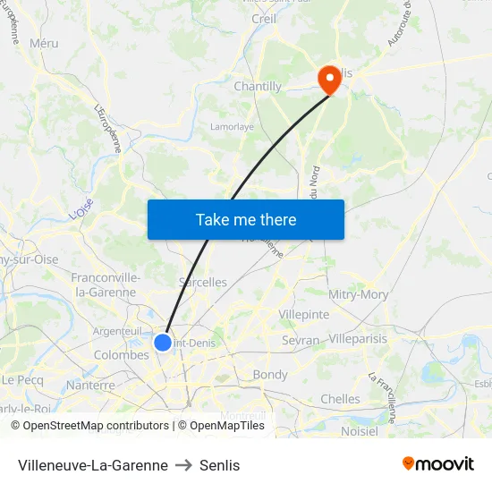 Villeneuve-La-Garenne to Senlis map