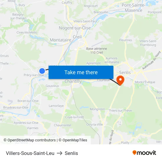 Villers-Sous-Saint-Leu to Senlis map