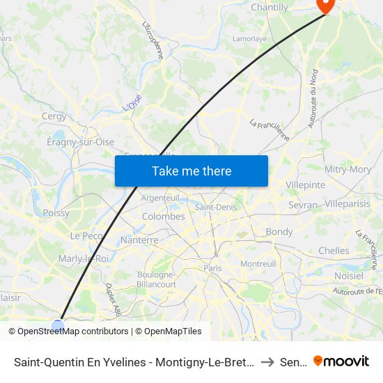 Saint-Quentin En Yvelines - Montigny-Le-Bretonneux to Senlis map