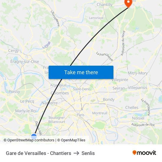 Gare de Versailles - Chantiers to Senlis map