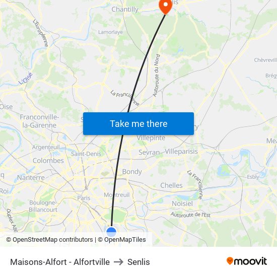 Maisons-Alfort - Alfortville to Senlis map