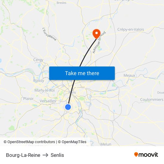 Bourg-La-Reine to Senlis map