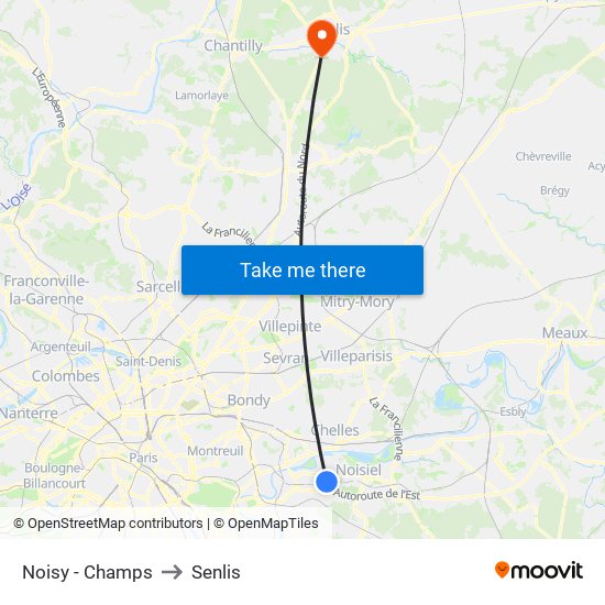 Noisy - Champs to Senlis map