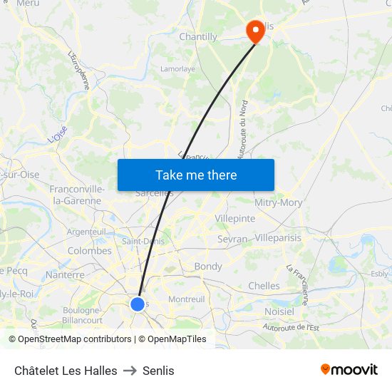 Châtelet Les Halles to Senlis map