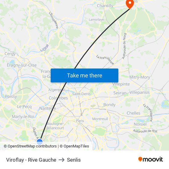 Viroflay - Rive Gauche to Senlis map