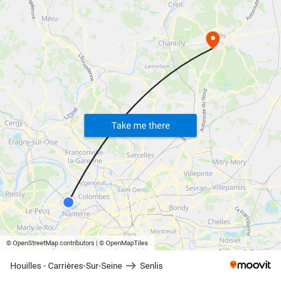 Houilles - Carrières-Sur-Seine to Senlis map