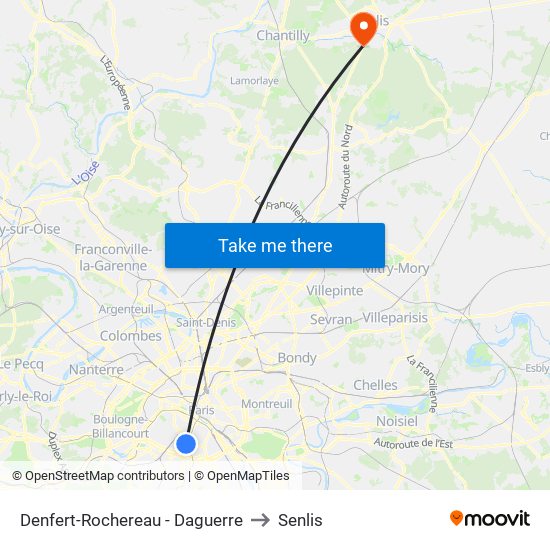 Denfert-Rochereau - Daguerre to Senlis map