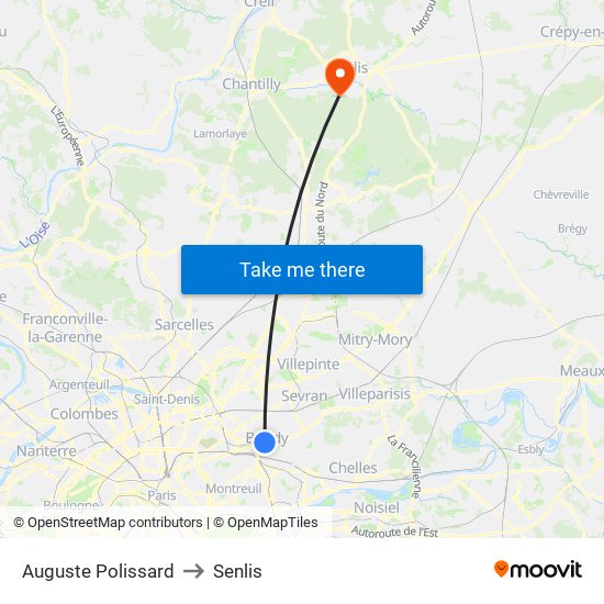 Auguste Polissard to Senlis map