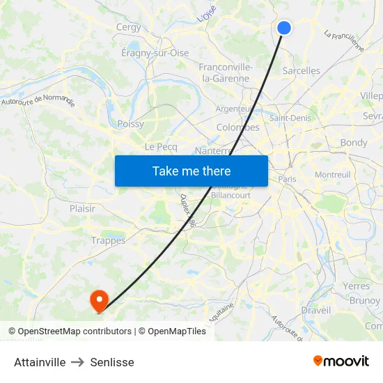 Attainville to Senlisse map