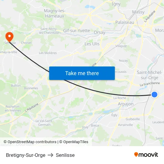 Bretigny-Sur-Orge to Senlisse map