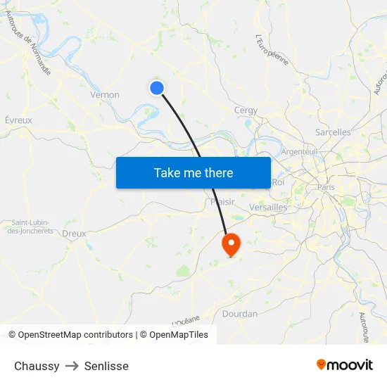 Chaussy to Senlisse map