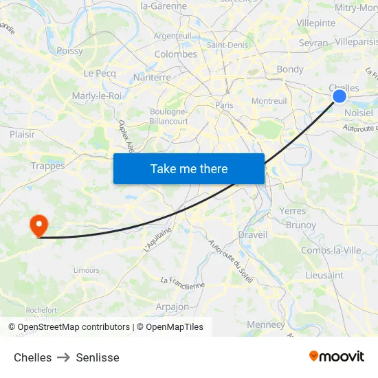 Chelles to Senlisse map