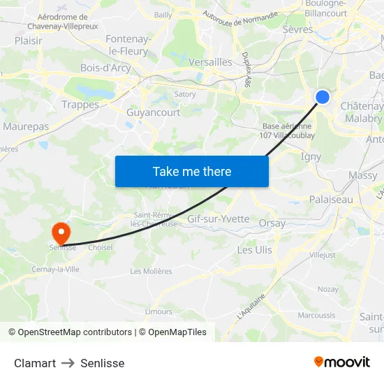Clamart to Senlisse map
