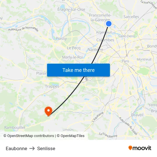Eaubonne to Senlisse map