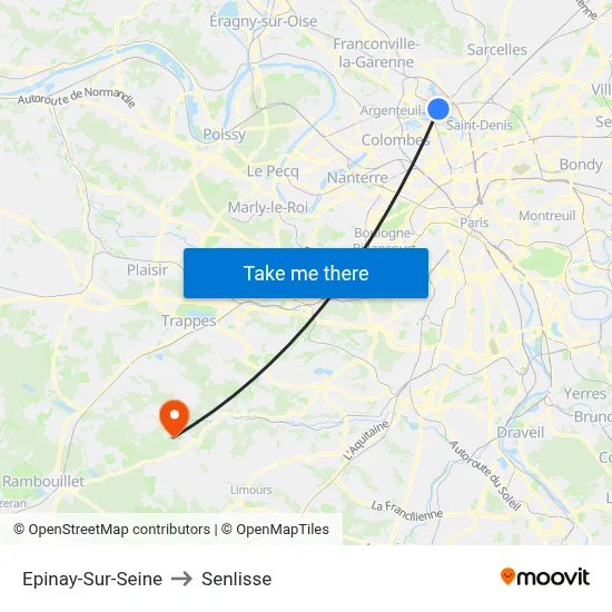 Epinay-Sur-Seine to Senlisse map