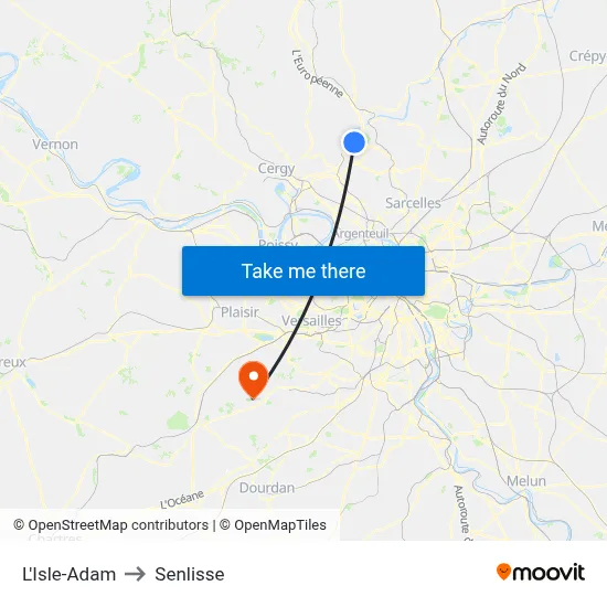 L'Isle-Adam to Senlisse map