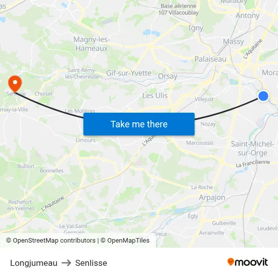 Longjumeau to Senlisse map
