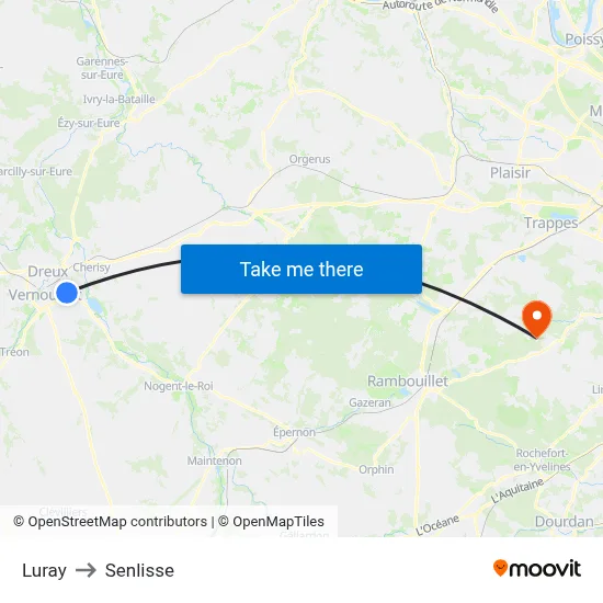 Luray to Senlisse map