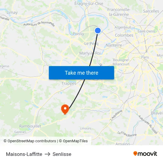 Maisons-Laffitte to Senlisse map
