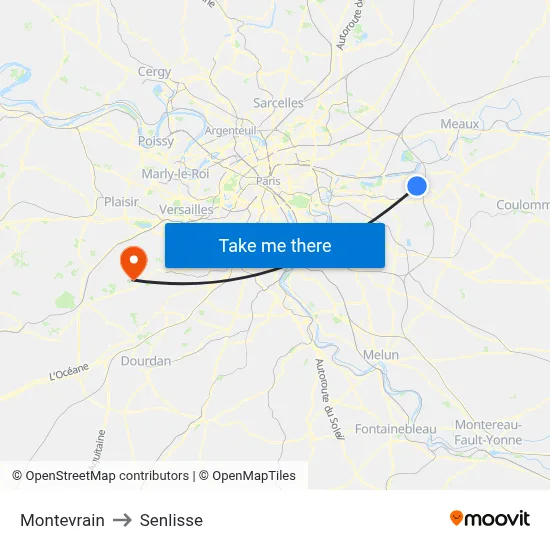 Montevrain to Senlisse map