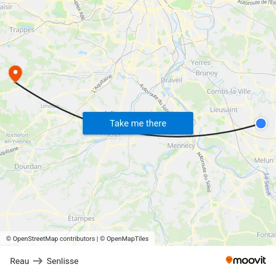Reau to Senlisse map