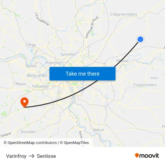 Varinfroy to Senlisse map