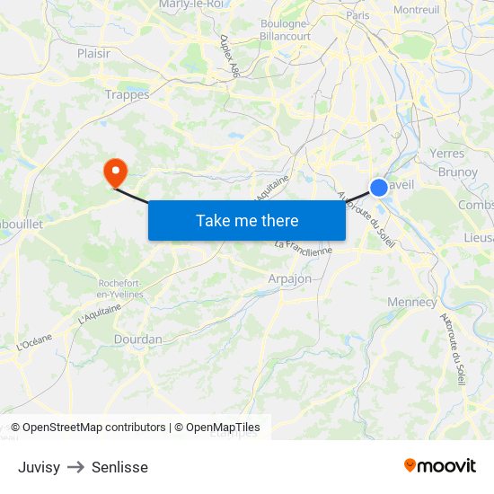 Juvisy to Senlisse map