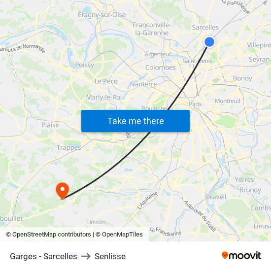 Garges - Sarcelles to Senlisse map