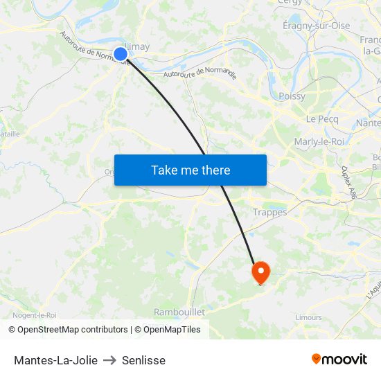 Mantes-La-Jolie to Senlisse map
