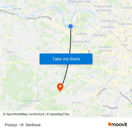 Poissy to Senlisse map