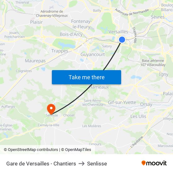 Gare de Versailles - Chantiers to Senlisse map