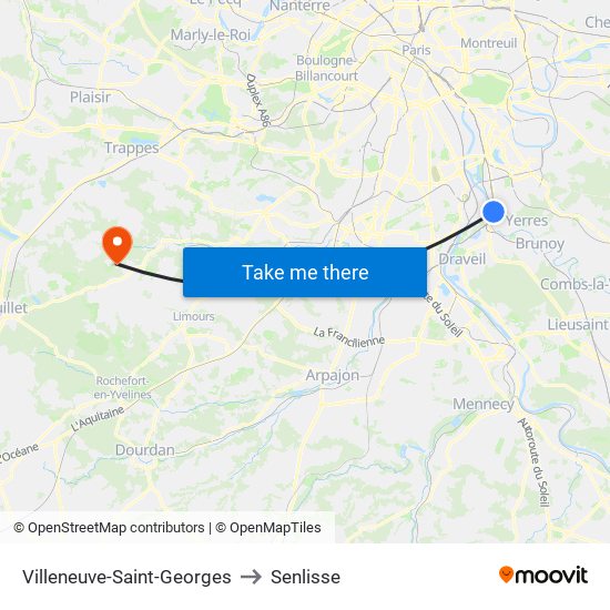 Villeneuve-Saint-Georges to Senlisse map