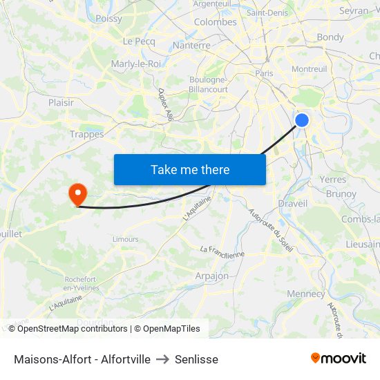 Maisons-Alfort - Alfortville to Senlisse map