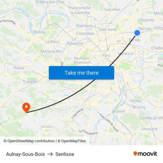 Aulnay-Sous-Bois to Senlisse map