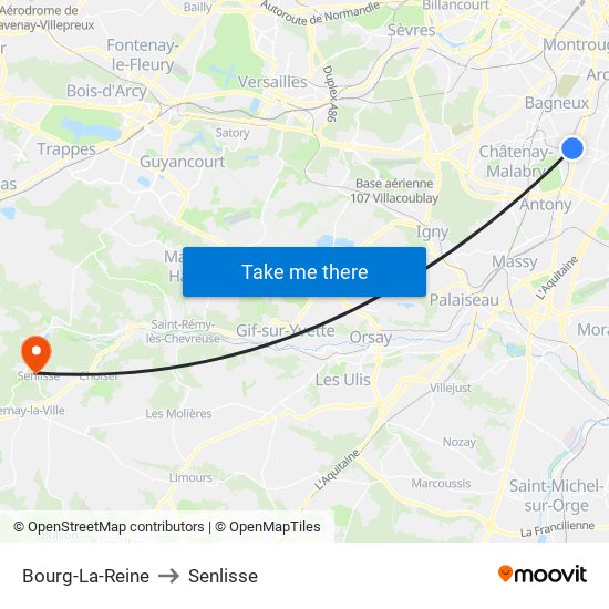 Bourg-La-Reine to Senlisse map