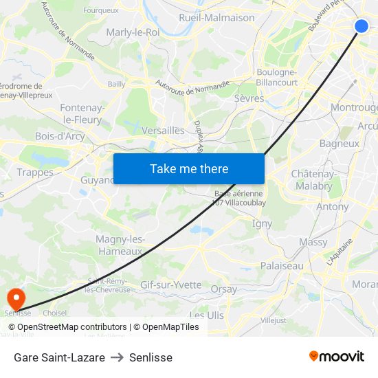 Gare Saint-Lazare to Senlisse map