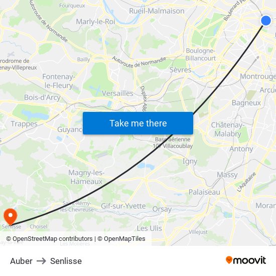 Auber to Senlisse map