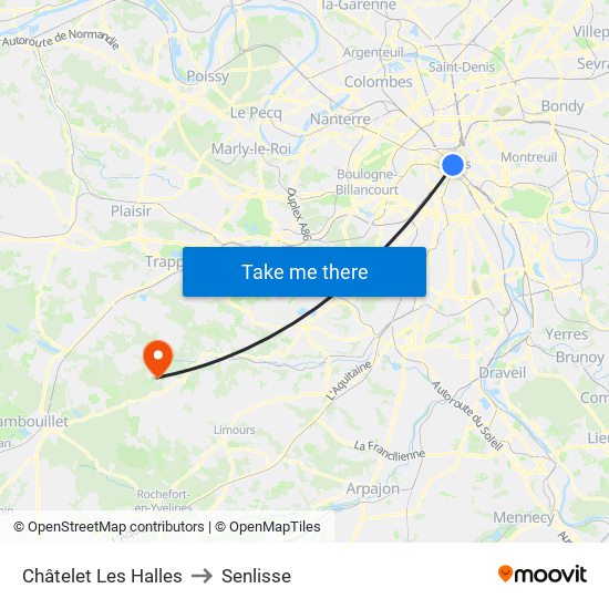 Châtelet Les Halles to Senlisse map