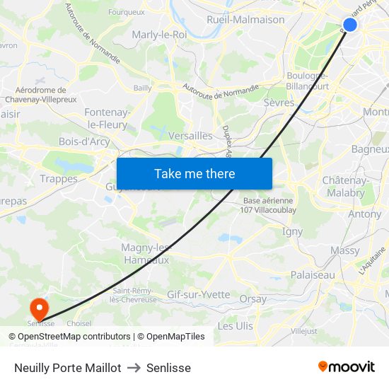 Neuilly Porte Maillot to Senlisse map