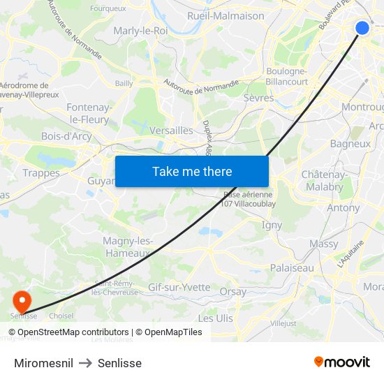 Miromesnil to Senlisse map