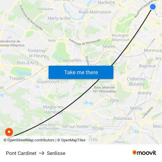 Pont Cardinet to Senlisse map
